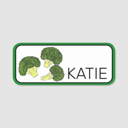 Grüne Broccoli Florets Speere Gemüsegarten Veg Namensschild (Vorderseite)