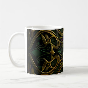 Grüne Bronze Dekoration Karierte Dekoration Muster Kaffeetasse