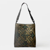 Grüne Bronze Dekoration Karierte Dekoration Muster Tragetaschen Mit Langen Trägern (Rückseite)