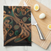 Grüne Bronze Dekoration Karierter Muster Geschirrtuch (Viertel Falte)