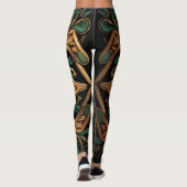 Grüne Bronze Dekoration Karierter Muster Leggings (Rückseite)