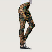 Grüne Bronze Dekoration Karierter Muster Leggings (Rechts)