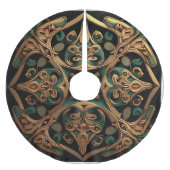 Grüne Bronze Dekoration Karierter Muster Polyester Weihnachtsbaumdecke (Vorderseite)