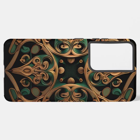 Grüne Bronze Dekoration Karierter Muster Samsung Galaxy Hülle (Linke Seite)