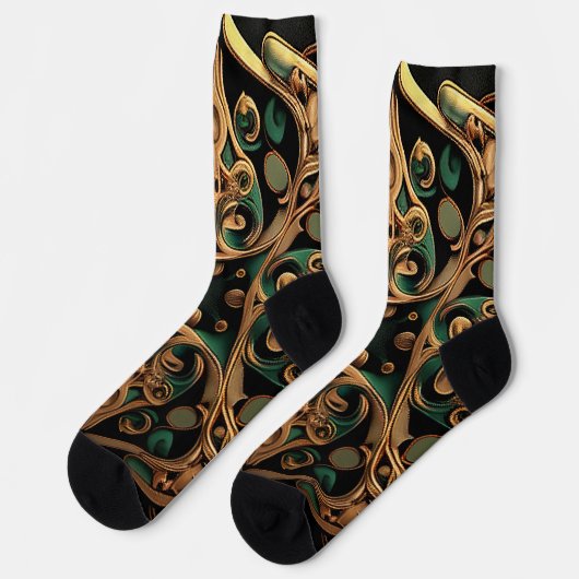 Grüne Bronze Dekoration Karierter Muster Socken (Linkes Detail)