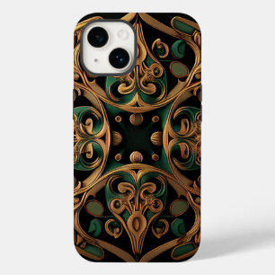 Grüne Bronze Ornamente Plaid-Muster Dekoration Case-Mate iPhone 14 Hülle