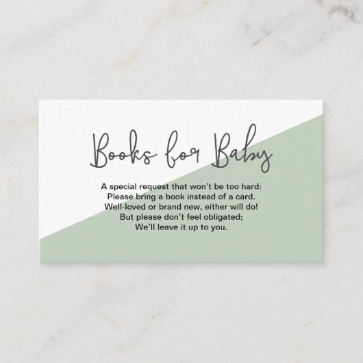 Grüne Bücher für neutrales Baby-Geschlecht Begleitkarte (Vorderseite)