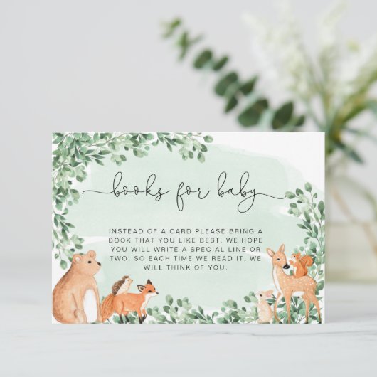 Grüne Bücher für Waldtiere bitten um Beilage Begleitkarte (Stehend Vorderseite)