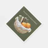 Grüne Bücher & Orangen Frucht-Nahrung Serviette (Ecke)