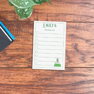 Grüne Bücher und Pflanzen-Leseliste Post-It-Notize Post-it Klebezettel