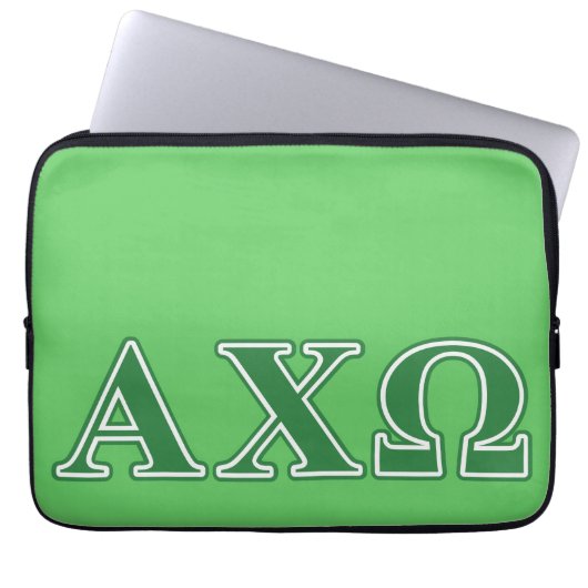 Grüne Buchstaben Alphi Chi-Omegas Laptopschutzhülle (Vorderseite)
