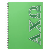 Grüne Buchstaben Alphi Chi-Omegas Notizblock (Vorderseite)