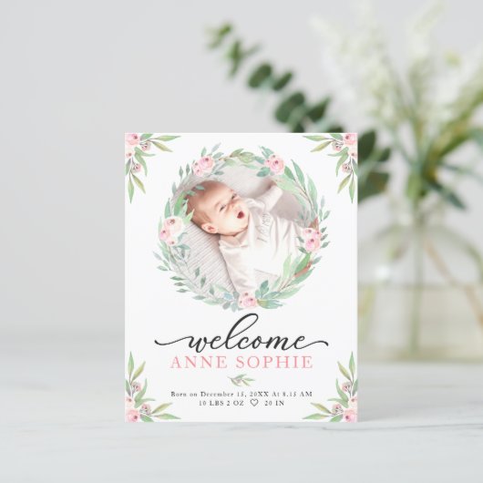 Grüne Budget Geburtsankündigung Danke Karte (Stehend Vorderseite)