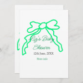 Grüne Buggreife Babydusche hinzufügen Datum modern Einladung (Vorne/Hinten)