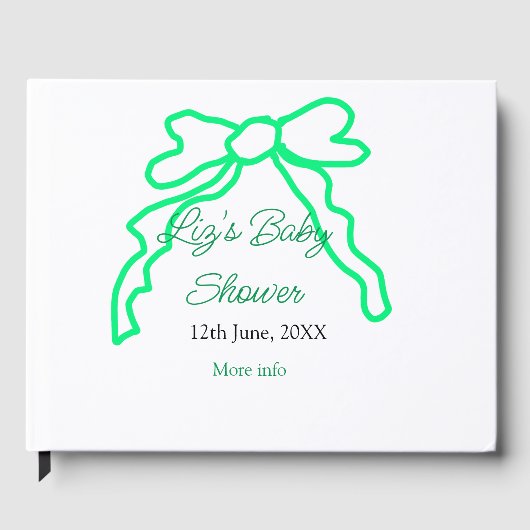 Grüne Buggreife Babydusche hinzufügen Datum modern Gästebuch (Vorderseite)