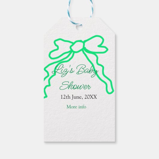 Grüne Buggreife Babydusche hinzufügen Datum modern Geschenkanhänger (Rückseite)