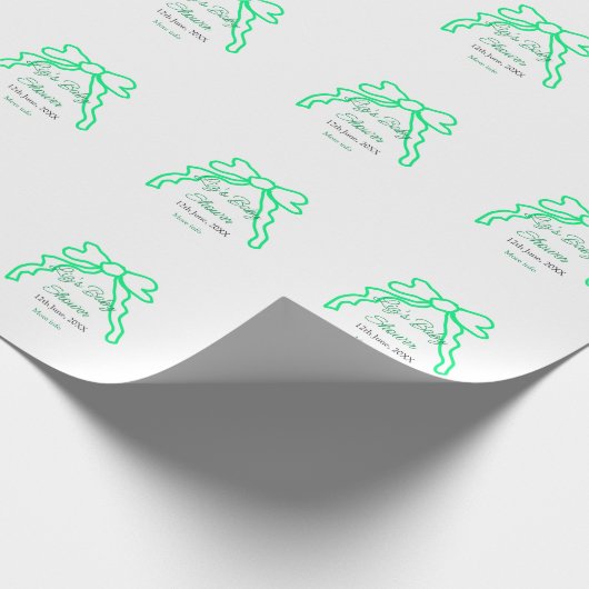Grüne Buggreife Babydusche hinzufügen Datum modern Geschenkpapier (Ecke)