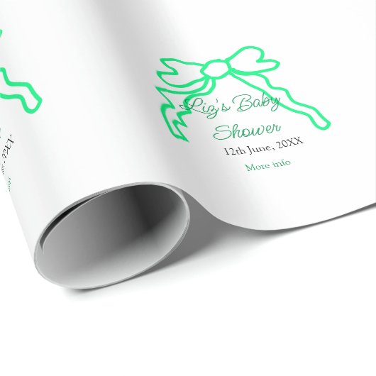 Grüne Buggreife Babydusche hinzufügen Datum modern Geschenkpapier (Rolleneckpunkt)