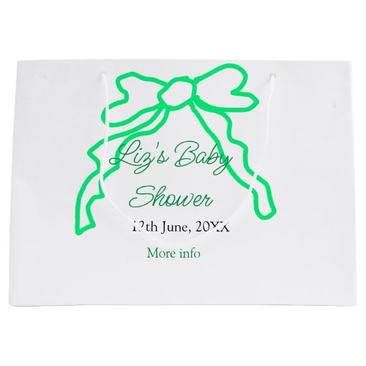 Grüne Buggreife Babydusche hinzufügen Datum modern Große Geschenktüte (Vorderseite)