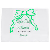 Grüne Buggreife Babydusche hinzufügen Datum modern Große Geschenktüte (Rückseite)