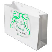 Grüne Buggreife Babydusche hinzufügen Datum modern Große Geschenktüte (Rückseite Schrägansicht)