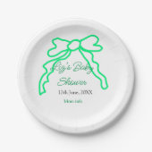 Grüne Buggreife Babydusche hinzufügen Datum modern Pappteller (Vorderseite)