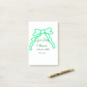 Grüne Buggreife Babydusche hinzufügen Datum modern Post-it Klebezettel (Auf Schreibtisch)