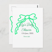 Grüne Buggreife Babydusche hinzufügen Datum modern Postkarte (Vorne/Hinten)