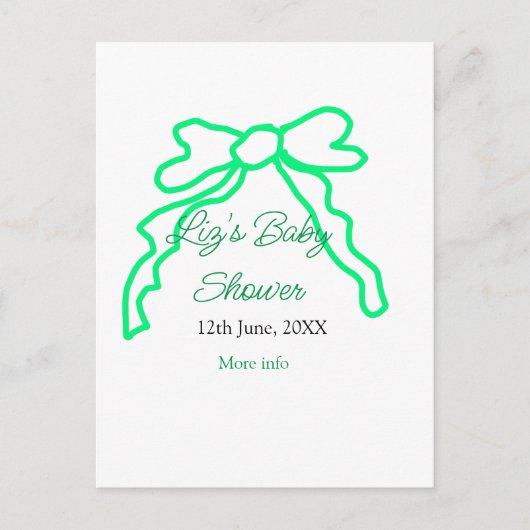 Grüne Buggreife Babydusche hinzufügen Datum modern Postkarte (Vorderseite)