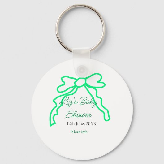 Grüne Buggreife Babydusche hinzufügen Datum modern Schlüsselanhänger (Vorderseite)