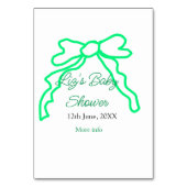 Grüne Buggreife Babydusche hinzufügen Datum modern Tischnummer (Vorderseite)