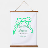 Grüne Buggreife Babydusche hinzufügen Datum modern Wandteppich Mit Holzrahmen (Vorderseite)