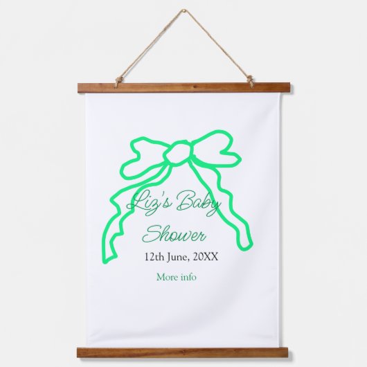 Grüne Buggreife Babydusche hinzufügen Datum modern Wandteppich Mit Holzrahmen (Vorderseite)