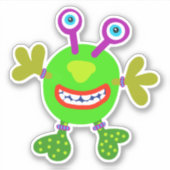 Grüne Buggy Mit Augen Monster 4 x 4 Aufkleber (Vorderseite)