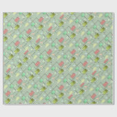 Grüne Bumerangs mit Veilchen und Rosa Geschenkpapier (Flach)