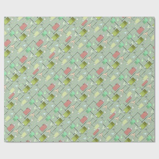 Grüne Bumerangs mit Veilchen und Rosa Geschenkpapier (Flach)