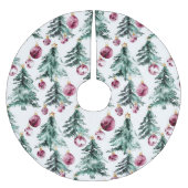 Grüne Burgund Weihnachtsbaumen Ornamente Polyester Weihnachtsbaumdecke (Vorderseite)