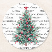 Grüne Burgund Weihnachtsbaumen Ornamente Runder Pappuntersetzer (Vorderseite)