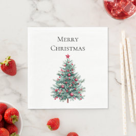 Grüne Burgund Weihnachtsbaumen Ornamente Serviette