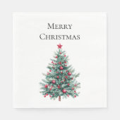 Grüne Burgund Weihnachtsbaumen Ornamente Serviette (Vorderseite)