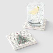 Grüne Burgund Weihnachtsbaumen Ornamente Steinuntersetzer (Seitenansicht)