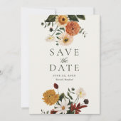Grüne Burgunder Boho Herbst Wildblumen Hochzeit Save The Date (Vorderseite)