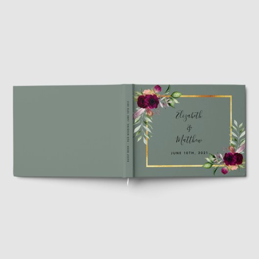 Grüne Burgunder Hochzeit Gästebuch (Voll)