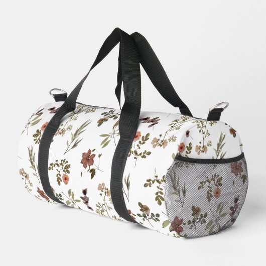 Grüne Burgunder-Wildblume Duffle Bag (Rechte Ecke)