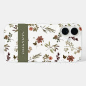 Grüne Burgunder Wilde Blume Monogramm Name Case-Mate iPhone Hülle (Rückseite (Horizontal))