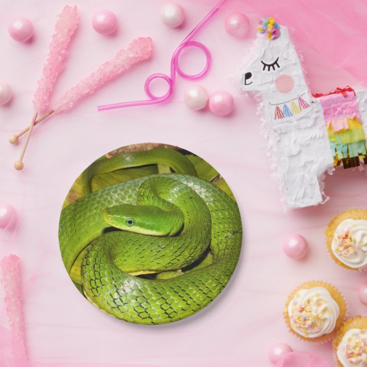 Grüne Bush-Ratten-Schlange Pappteller (Party)