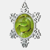 Grüne Bush-Ratten-Schlange Schneeflocken Zinn-Ornament (Rechts)