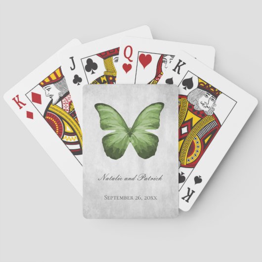 Grüne Butterfly-Hochzeitskarten Spielkarten (Rückseite)