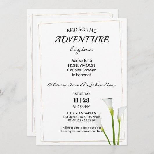 Grüne Calla Lily Flitterwochen Einladung (Vorne/Hinten)