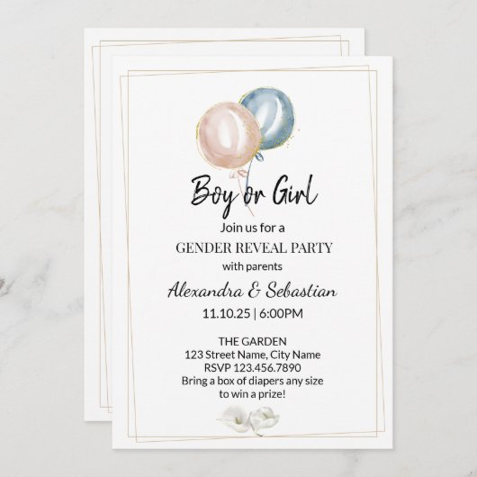 Grüne Calla Lily Gender Reveal Einladung (Vorne/Hinten)